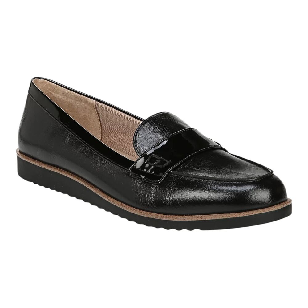 LifeStride Women's Zee Slip On Casual Loafer Flats Black Patent Size 11 W